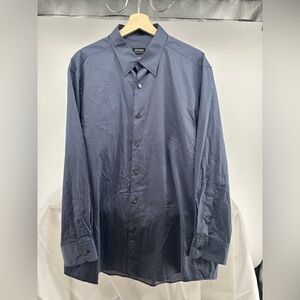 Zegna centoquaranta twill navy blue button down shirt